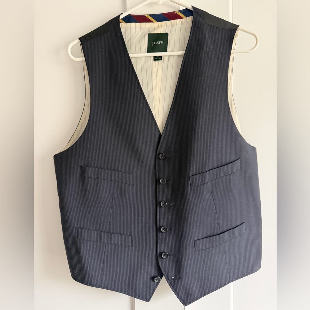 J. Crew Men's Dark Blue Striped Vest